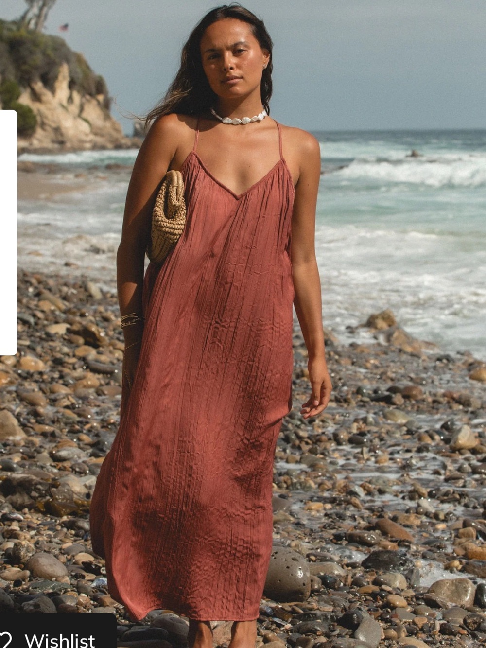 rust crinkle v-neck maxi dress